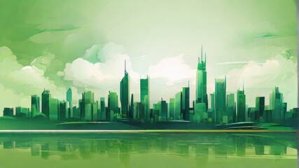 green cityscape background illustration