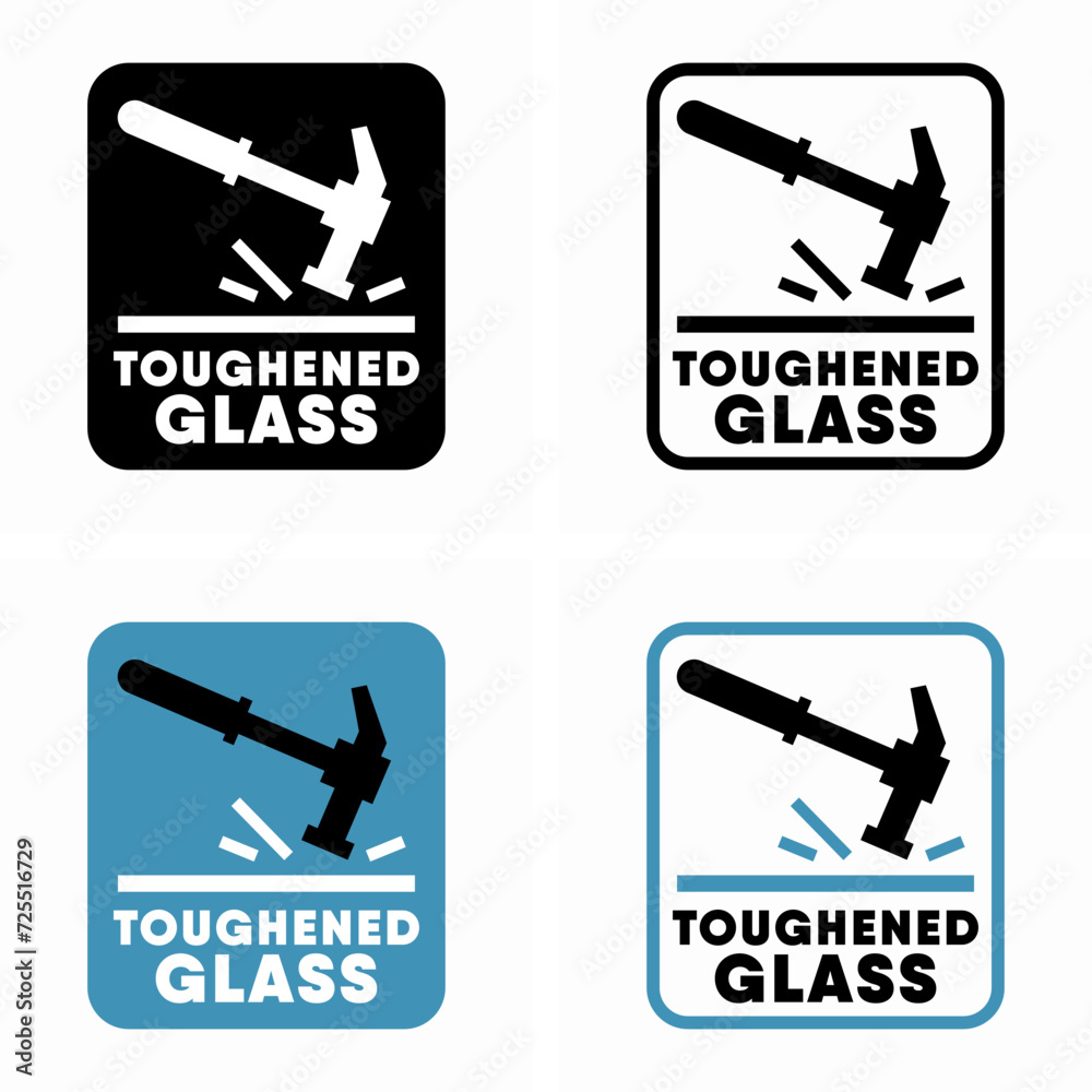 Sticker toughened glass vector information sign