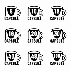 Quantity of coffee capsules vector information sign