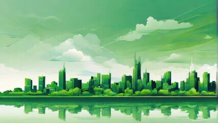 green cityscape background illustration