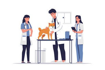 診察をしている獣医さん