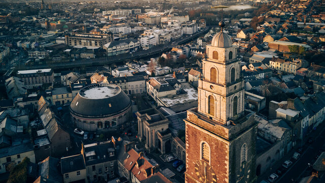 An Aerial view of Cork City in Ireland.