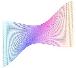 Design elements. Wave of many purple dotted lines. Abstract wavy stripes on white background isolated. Vector illustration EPS 10. Colourful waves with lines created using Blend Tool