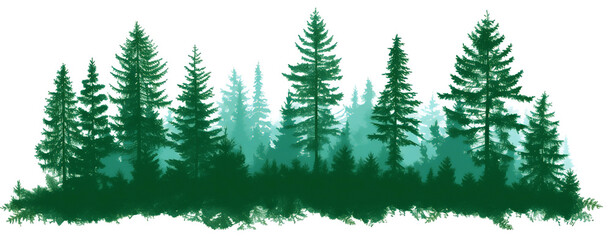 Forest silhouette trees - obrazy, fototapety, plakaty