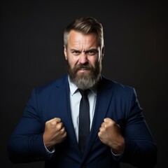 Portrait of a businessman with a serious expression.