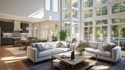 Interior view of a luxury living room with furniture