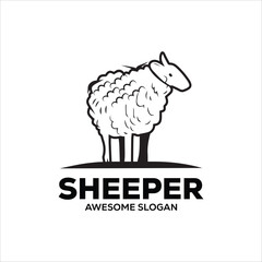sheep simple mascot logo design illustration