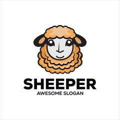 sheep simple mascot logo design illustration