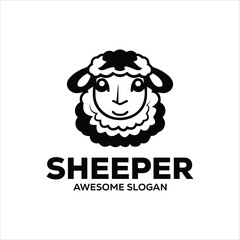 sheep simple mascot logo design illustration