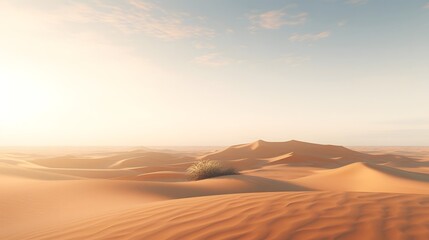 Fototapeta na wymiar Desert sand dunes panorama at sunset 3d render illustration