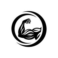 Simple Arm Power Bicep Logo Vector