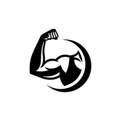 Simple Arm Power Bicep Logo Vector