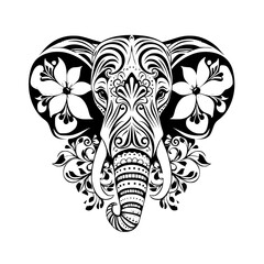 elephant svg, elephant png, elephant vector, mandala line art, mandala art, clipart, eps, vector, silhouette, vector, flower, floral, design, illustration, pattern, art, tattoo, black, decoration