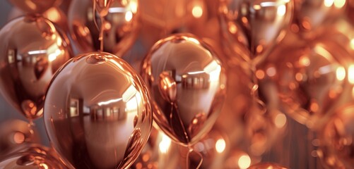 Copper balloons, silk ribbon, extravagant and warm celebration