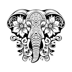 elephant svg, elephant png, elephant vector, mandala line art, mandala art, clipart, eps, vector, silhouette, vector, flower, floral, design, illustration, pattern, art, tattoo, black, decoration