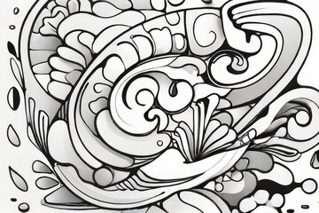 abstract floral lineart drawing illustration