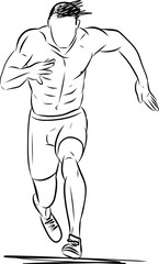 Sketch of young man runner running, Marathon runners
