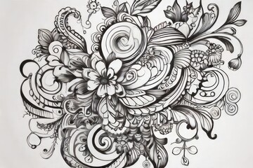 abstract floral lineart drawing illustration