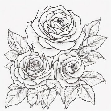 roses line art drawing