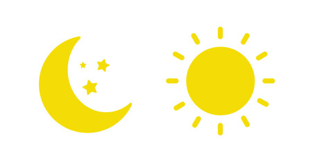 Sun and moon icon isolated on white background. day and night icon set. Vector illustration. - obrazy, fototapety, plakaty