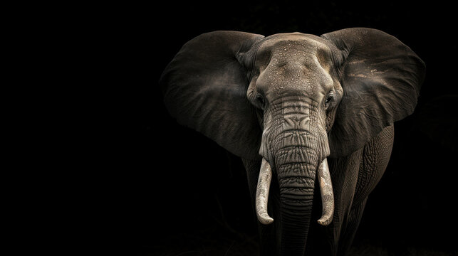 Portrait of an elephant on dark background