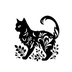 cat svg, cat floral svg, car lover svg, animal svg bundle, domestic pet svg, cat mom svg, cat bundle svg, cat mama svg, cat printable svg, flower svg, plant svg, floral svg, silhouette cat, cat, anima