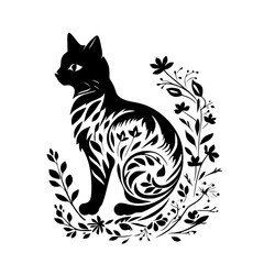 cat svg, cat floral svg, car lover svg, animal svg bundle, domestic pet svg, cat mom svg, cat bundle svg, cat mama svg, cat printable svg, flower svg, plant svg, floral svg, silhouette cat, cat, anima