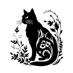 cat svg, cat floral svg, car lover svg, animal svg bundle, domestic pet svg, cat mom svg, cat bundle svg, cat mama svg, cat printable svg, flower svg, plant svg, floral svg, silhouette cat, cat, anima