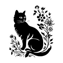 cat svg, cat floral svg, car lover svg, animal svg bundle, domestic pet svg, cat mom svg, cat bundle svg, cat mama svg, cat printable svg, flower svg, plant svg, floral svg, silhouette cat, cat, anima
