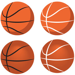 A set of basketballs with different shading types and colour stripes for simple icons