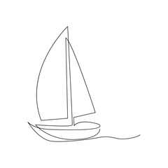 Vector continuous one line drawing of sailboat best use for logo poster banner stock illustration and minimal. Vector continuous one line drawing of sailboat concept of travel tourism 