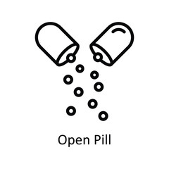Open Pill vector outline icon style illustration. EPS 10 File