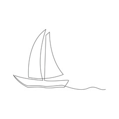 Vector continuous one line drawing of sailboat best use for logo poster banner stock illustration and minimal. Vector continuous one line drawing of sailboat concept of travel tourism 