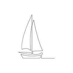 Vector continuous one line drawing of sailboat best use for logo poster banner stock illustration and minimal. Vector continuous one line drawing of sailboat concept of travel tourism 