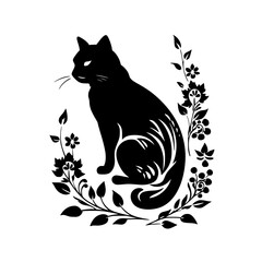 cat svg, cat floral svg, car lover svg, animal svg bundle, domestic pet svg, cat mom svg, cat bundle svg, cat mama svg, cat printable svg, flower svg, plant svg, floral svg, silhouette cat, cat, anima