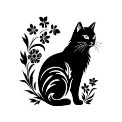 cat svg, cat floral svg, car lover svg, animal svg bundle, domestic pet svg, cat mom svg, cat bundle svg, cat mama svg, cat printable svg, flower svg, plant svg, floral svg, silhouette cat, cat, anima