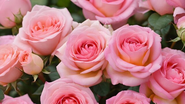 close up image of a bouquet of pink roses. For Valentine's Day and International Women's Day on March 8th.