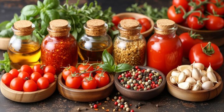 Variety of Food Displayed on a Table