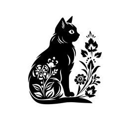 cat svg, cat floral svg, car lover svg, animal svg bundle, domestic pet svg, cat mom svg, cat bundle svg, cat mama svg, cat printable svg, flower svg, plant svg, floral svg, silhouette cat, cat, anima
