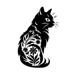 cat svg, cat floral svg, car lover svg, animal svg bundle, domestic pet svg, cat mom svg, cat bundle svg, cat mama svg, cat printable svg, flower svg, plant svg, floral svg, silhouette cat, cat, anima