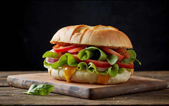 Capture the essence of Bondiola Sandwich in a mouthwatering food photography shot