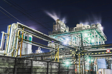 川崎・扇町の工場夜景【神奈川県・川崎市】　
Night view of a factory in Kawasaki city - Kanagawa, Japan