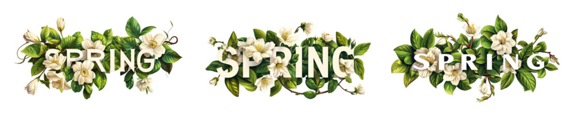 Spring lettering with flowers. 