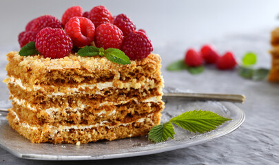 piece of cake on a plate for dessert and treat