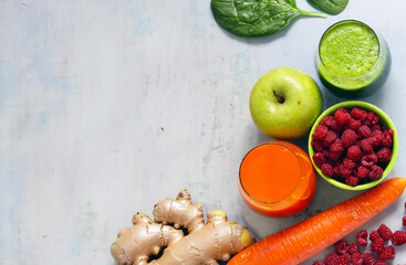 healthy breakfast smoothie with vegetables and fresh berries