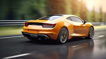 Fototapeta na wymiar Sport car on the road with motion blur background. 3d rendering. Generated AI