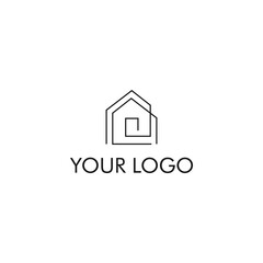 An abstract house logo concept, minimalist line art style, suitable for those of you who are an architect or for your personal brand