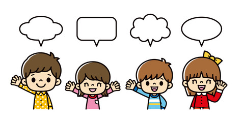 Clip art of smiling and chatting children