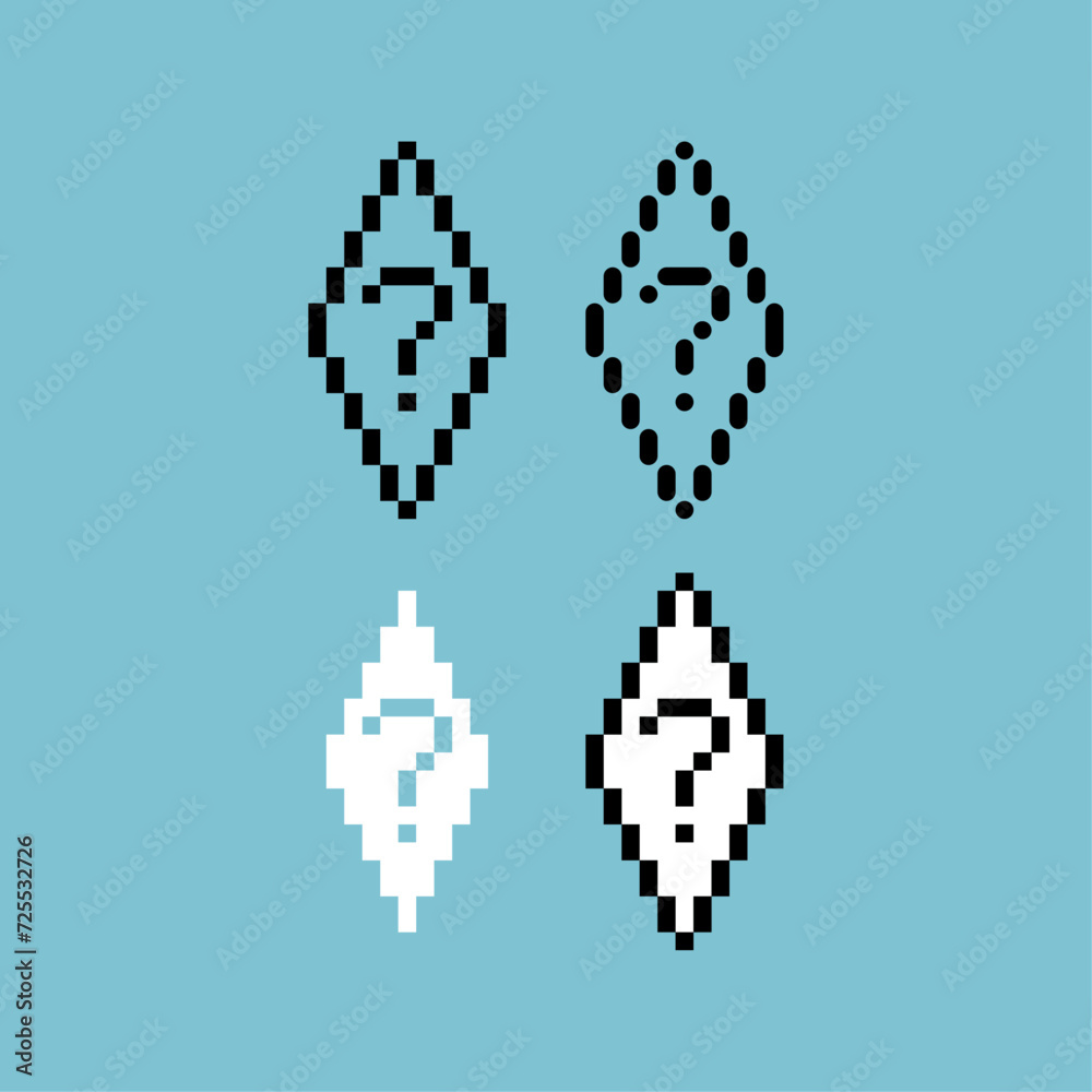 Poster pixel art outline sets icon of question stone variation color.question icon on pixelated style. 8bit