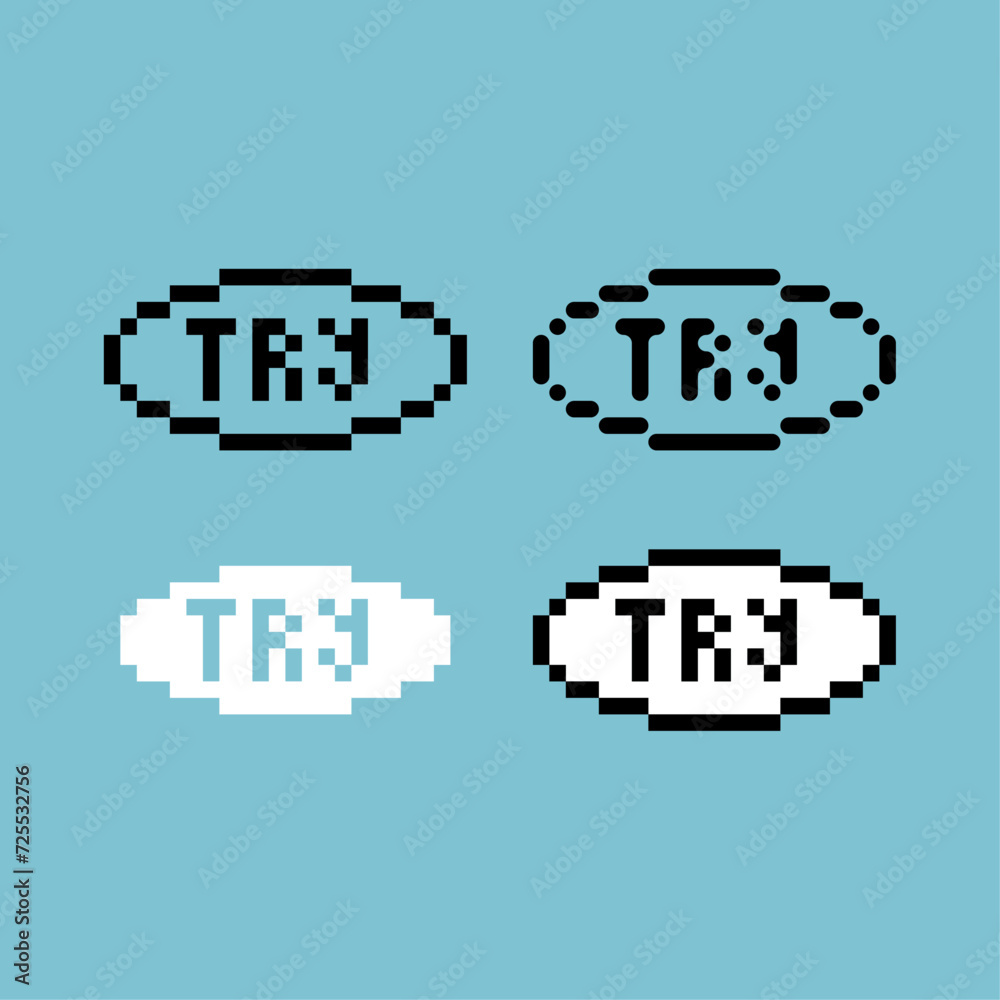 Poster pixel art outline sets icon of try button variation color. try again icon on pixelated style. 8bits 